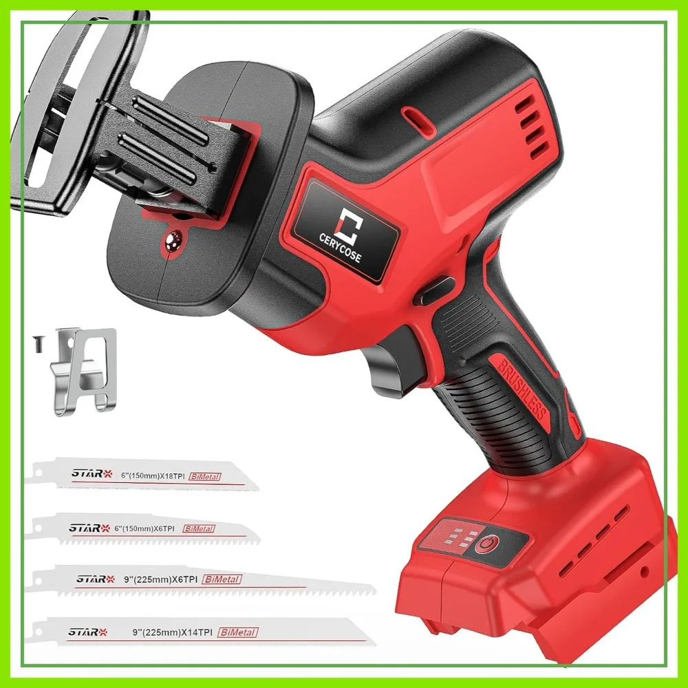 Cordless Brushless Reciprocating Saw, Tool-Free Blade Change, 4 Blades for Wood Metal PVC, Compatible with 18V Batteries
Cordless Brushless Reciprocating Saw, Tool-Free Blade Change, 4 Blades for Wood Metal PVC, Compatible with 18V Batteries