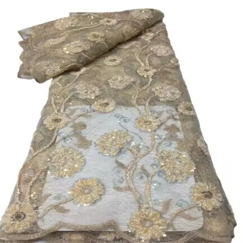 Gold Latest African Net Lace Fabric 5Yards Green Lace Material Embroidery Tulle French Mesh Lace Fabric With Sequins For Wedding
Gold Latest African Net Lace Fabric 5Yards Green Lace Material Embroidery Tulle French Mesh Lace Fabric With Sequins For Wedding