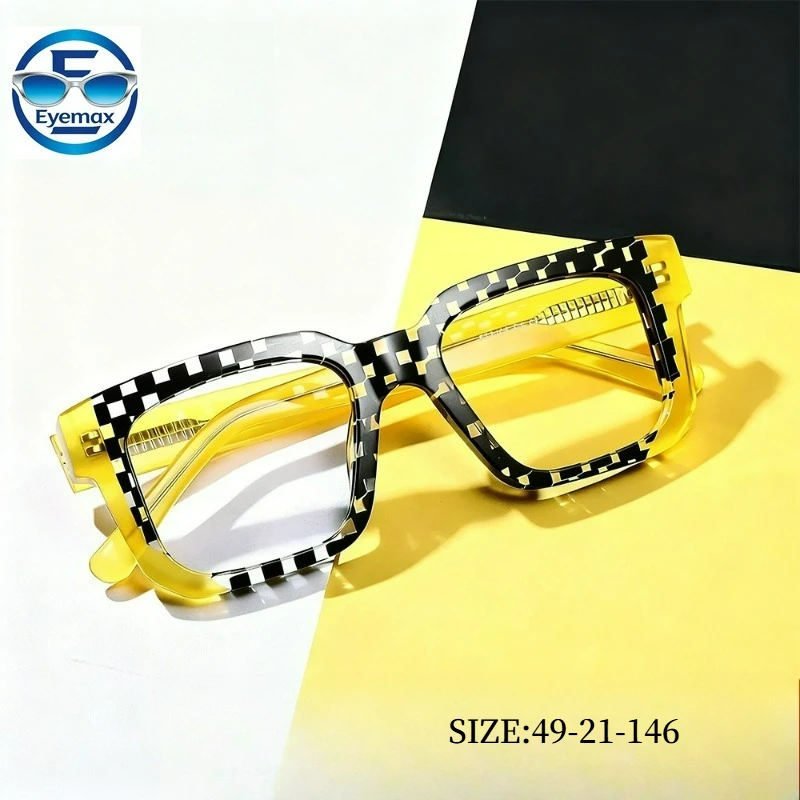 2026 New Checkerboard Square Acetate Glasses Frame Women Men Fashion Yellow Thick Rim Optical Eyewear Myopia Prescription
2026 New Checkerboard Square Acetate Glasses Frame Women Men Fashion Yellow Thick Rim Optical Eyewear Myopia Prescription