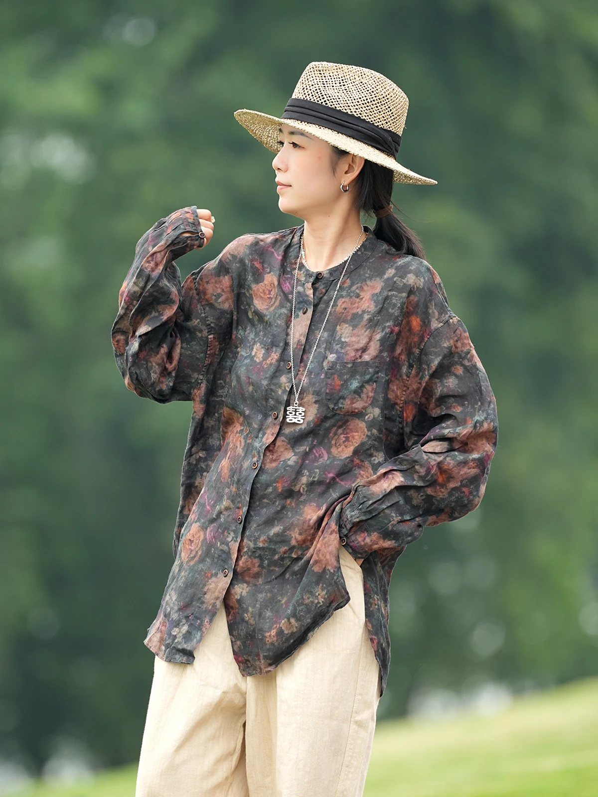 Женская льняная блузка Ji Jian WT707 свободного кроя с цветочным принтом, плиссировкой, тонкая, летняя, с длинным рукавом, круглым вырезом и застежкой на пуговицы
Женская льняная блузка Ji Jian WT707 свободного кроя с цветочным принтом, плиссировкой, тонкая, летняя, с длинным рукавом, круглым вырезом и застежкой на пуговицы