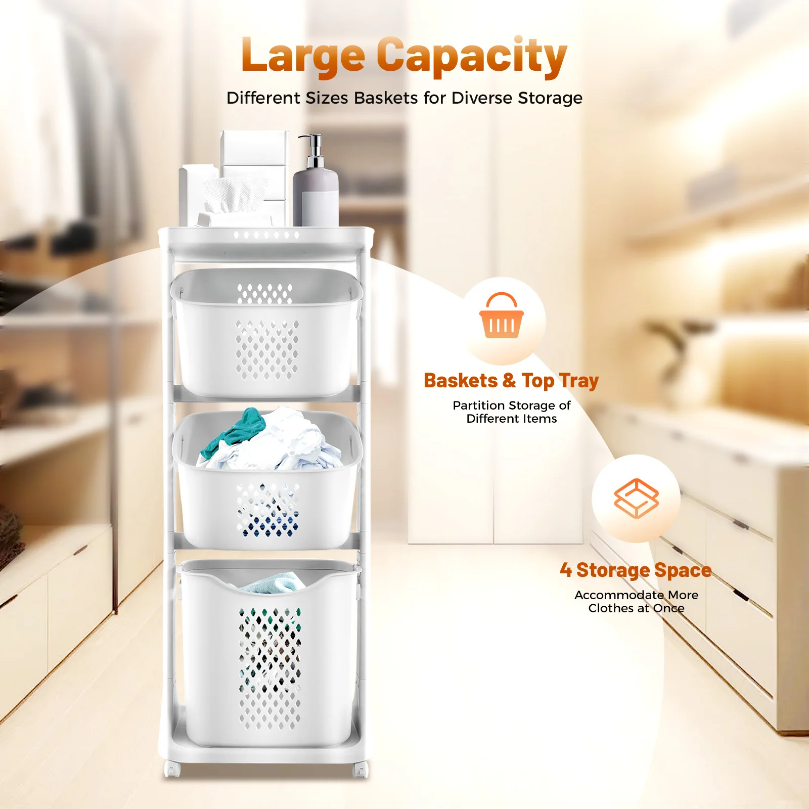 Dirty Clothes Basket With Wheels Have Scratch-Resistant, Impact-Resistant For Spaces To Store Clothes, Toiletries, Snacks
Dirty Clothes Basket With Wheels Have Scratch-Resistant, Impact-Resistant For Spaces To Store Clothes, Toiletries, Snacks