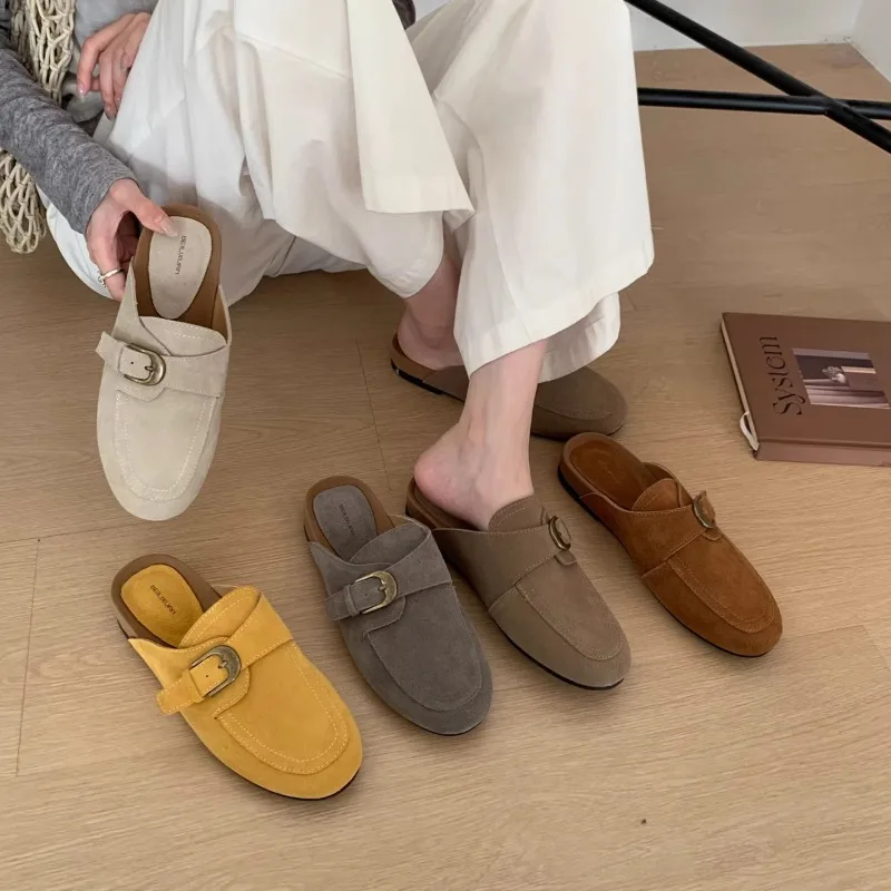 Женские замшевые мюли-лоферы, шлепанцы класса люкс, без застежек, весна-лето 2026, новые, нескользящие, для прогулок на улице
Женские замшевые мюли-лоферы, шлепанцы класса люкс, без застежек, весна-лето 2026, новые, нескользящие, для прогулок на улице