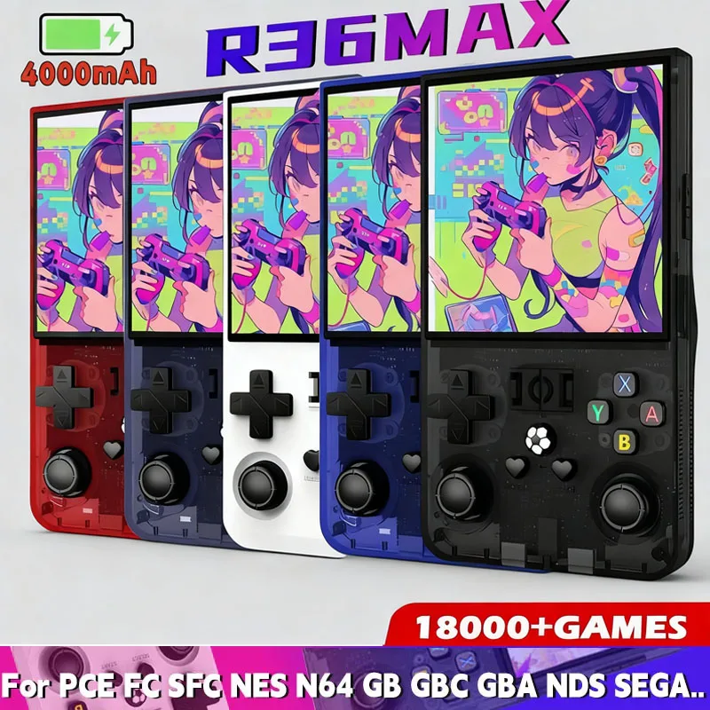 Портативная игровая консоль R36MAX в стиле ретро с открытым исходным кодом, чип RK3326, 4-дюймовый IPS-экран, 18000+ игр, 64/128G, карманные ретро-игры Bliss
Портативная игровая консоль R36MAX в стиле ретро с открытым исходным кодом, чип RK3326, 4-дюймовый IPS-экран, 18000+ игр, 64/128G, карманные ретро-игры Bliss