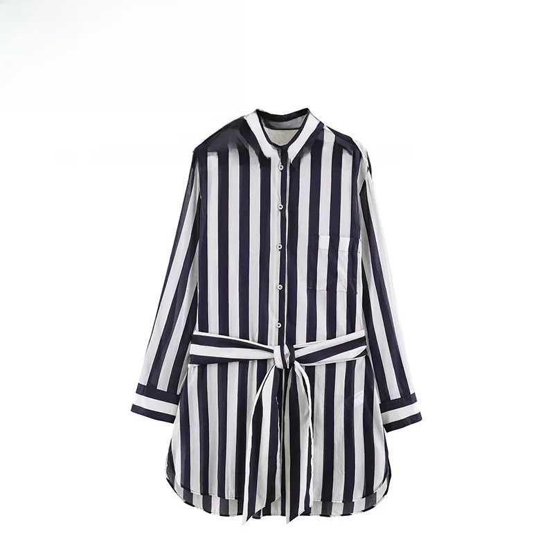Fashionable Striped Shirt Women's Clothing ZR Summer New Arrival Versatile Design Polyester Fiber Long Sleeve Casual Dress
Fashionable Striped Shirt Women's Clothing ZR Summer New Arrival Versatile Design Polyester Fiber Long Sleeve Casual Dress
