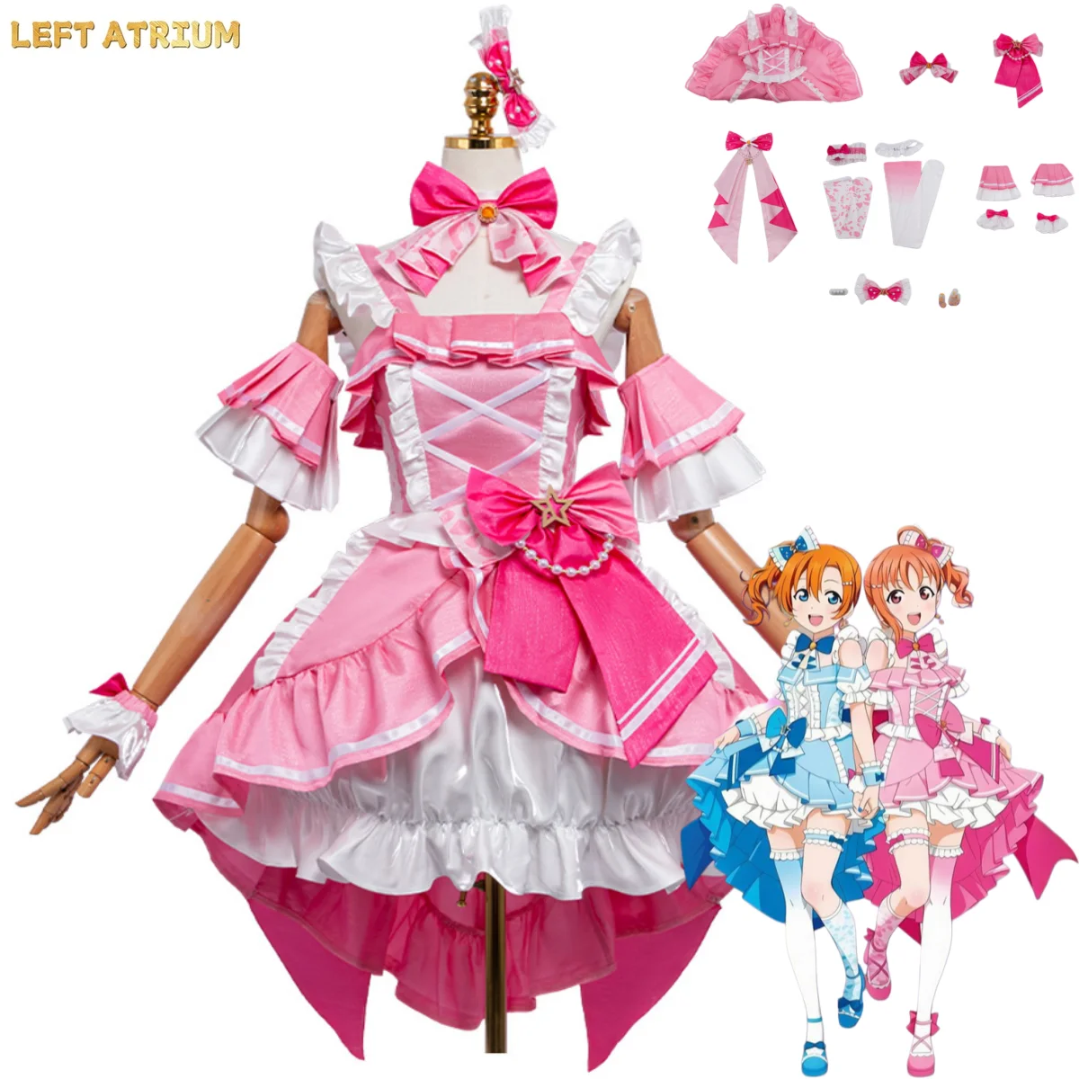 Love Live Muse Collab Aqours Honoka Kousaka Takami Chika Cosplay Costume Pink Princess Dress Woman Cute Masquerade Suit
Love Live Muse Collab Aqours Honoka Kousaka Takami Chika Cosplay Costume Pink Princess Dress Woman Cute Masquerade Suit