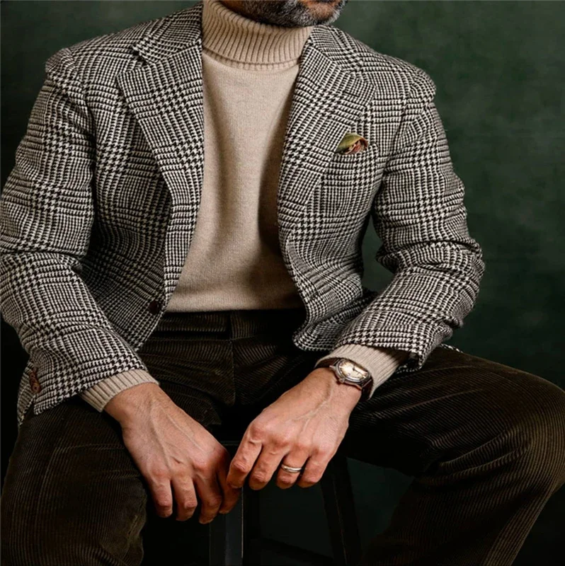 Casual Houndstooth Jacket for Men Single Breasted Notch Lapel Slim Fit Suit Blazer for Prom Party 1 Piece Wedding Business Coat
Casual Houndstooth Jacket for Men Single Breasted Notch Lapel Slim Fit Suit Blazer for Prom Party 1 Piece Wedding Business Coat