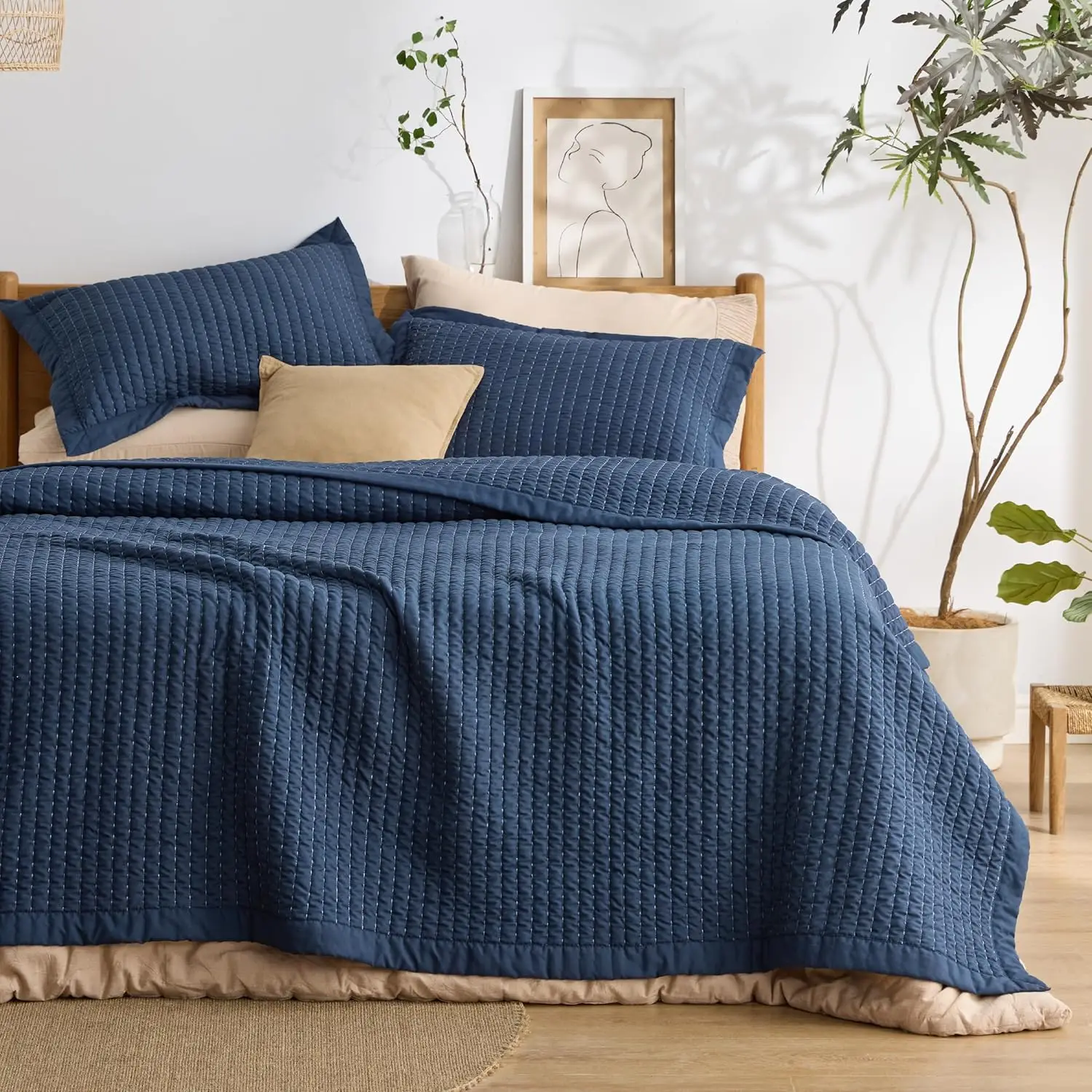 Twin Quilt Set Lightweight Striped Bedding 2-Piece Coverlet with Pillow Sham Soft Microfiber for All-Season
Twin Quilt Set Lightweight Striped Bedding 2-Piece Coverlet with Pillow Sham Soft Microfiber for All-Season