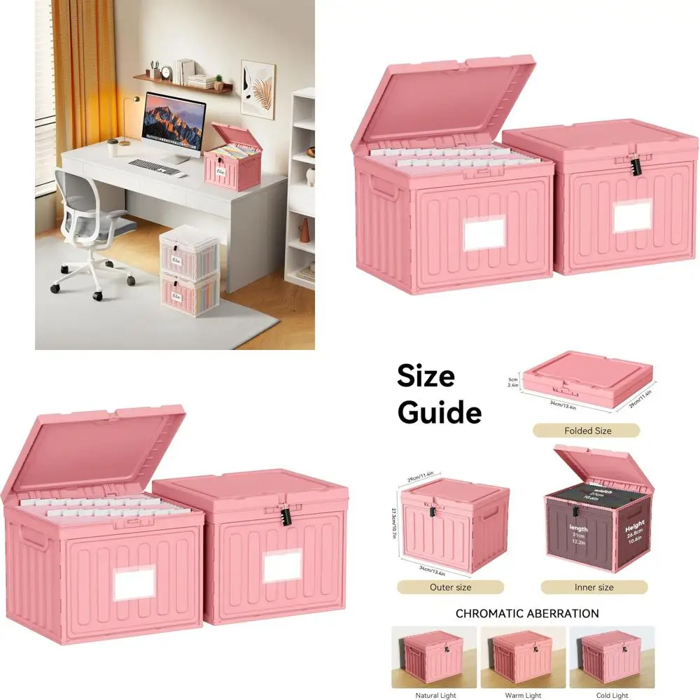 Pink Large 2-Pack Letter Size File Organizer with Lid, Hanging File Box for Home, Office, School
Pink Large 2-Pack Letter Size File Organizer with Lid, Hanging File Box for Home, Office, School