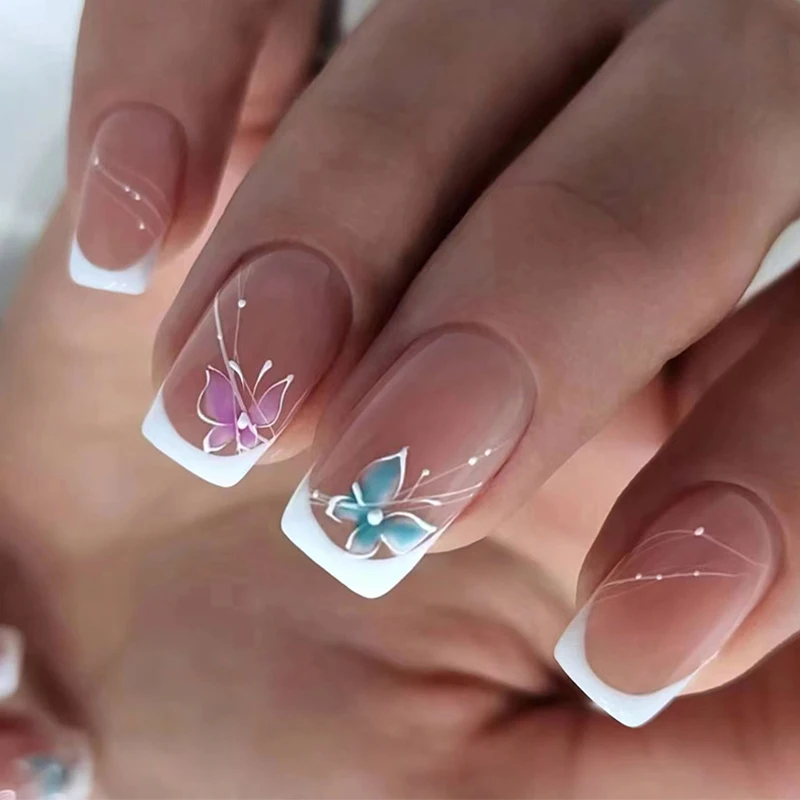 24 PCs Short French Minimalist Butterfly Line Nails with 1 Jelly Gel and 1 Nail File
24 PCs Short French Minimalist Butterfly Line Nails with 1 Jelly Gel and 1 Nail File