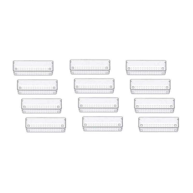 12Pcs Drawer Organizer Clear Desk Drawer Organizer Trays For Makeup, Jewelries,Utensils In Bedroom Dresser
12Pcs Drawer Organizer Clear Desk Drawer Organizer Trays For Makeup, Jewelries,Utensils In Bedroom Dresser