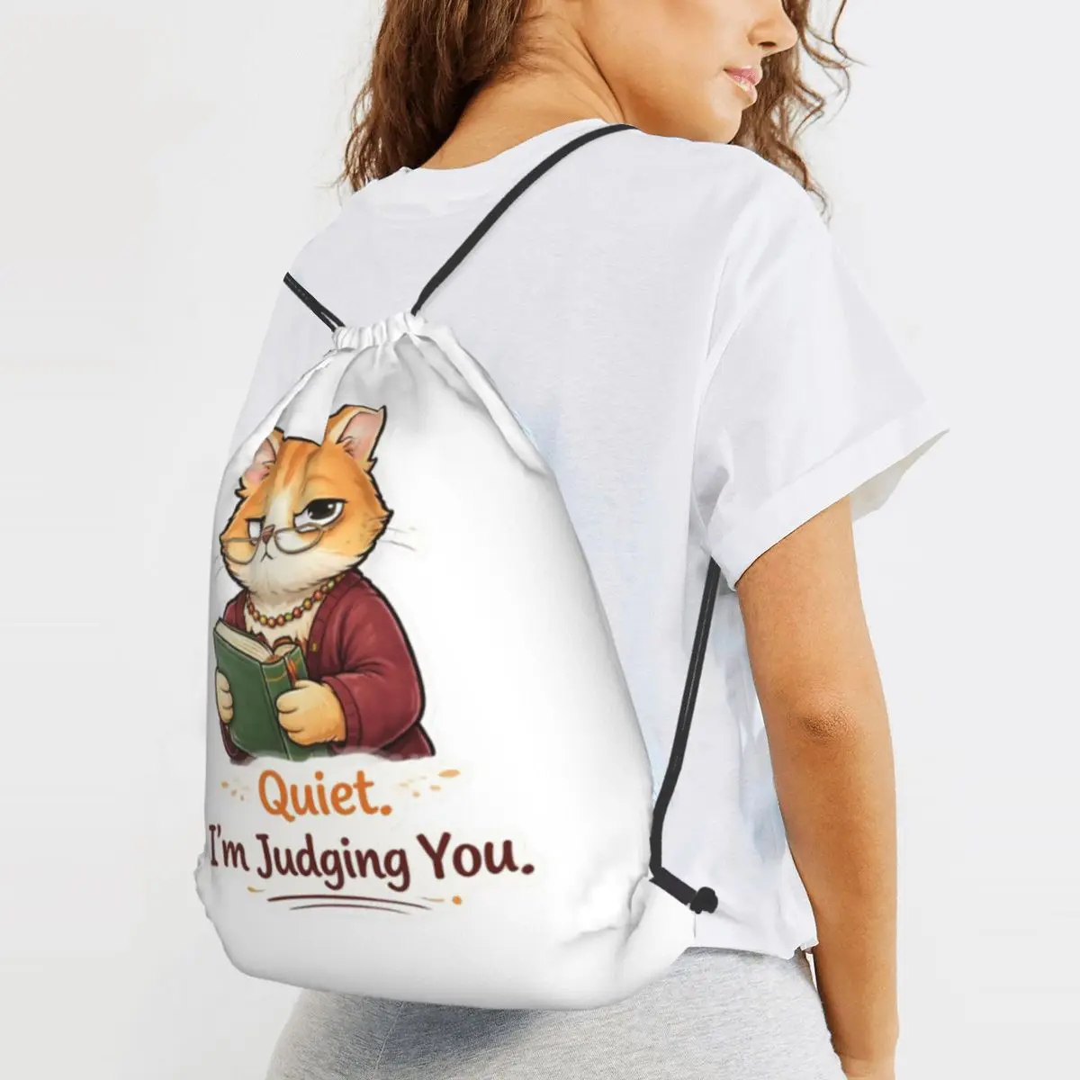 Quiet. I'm Judging You Bookworm Cat Backpacks Fashion Drawstring Bundle Pocket Sundries Bag Book Bags for Travel Students
Quiet. I'm Judging You Bookworm Cat Backpacks Fashion Drawstring Bundle Pocket Sundries Bag Book Bags for Travel Students
