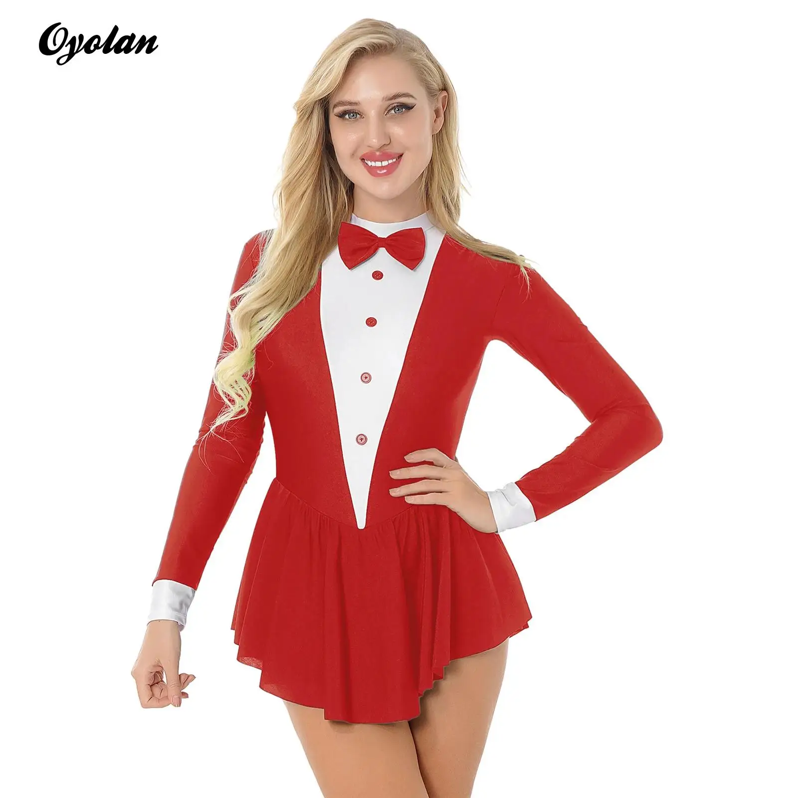 Womens Magician Tuxedo Waitress Cosplay Costume Long Sleeve Gymnastics Ballet Leotard Ballroom Latin Dance Performance Dress 
Womens Magician Tuxedo Waitress Cosplay Costume Long Sleeve Gymnastics Ballet Leotard Ballroom Latin Dance Performance Dress
