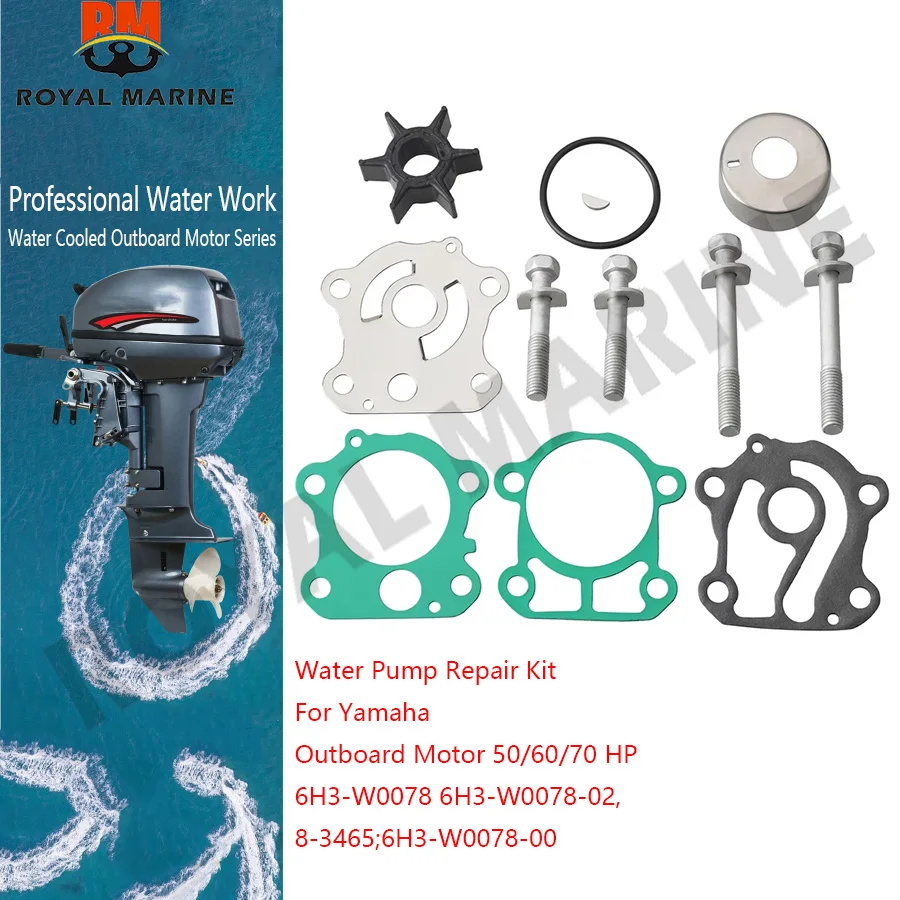 For Yamaha Water Pump Repair Kit 6H3-W0078 Outboard Motor 50/60/70 HP 6H3-W0078-02, 8-3465;6H3-W0078-00
For Yamaha Water Pump Repair Kit 6H3-W0078 Outboard Motor 50/60/70 HP 6H3-W0078-02, 8-3465;6H3-W0078-00