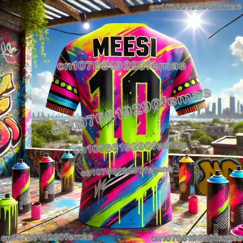 Messi #10 Special Edition AI Graffiti Soccer Jersey Unisex Summer Football T-shirt Adults Kids Sportswear Quick Dry Training Fan