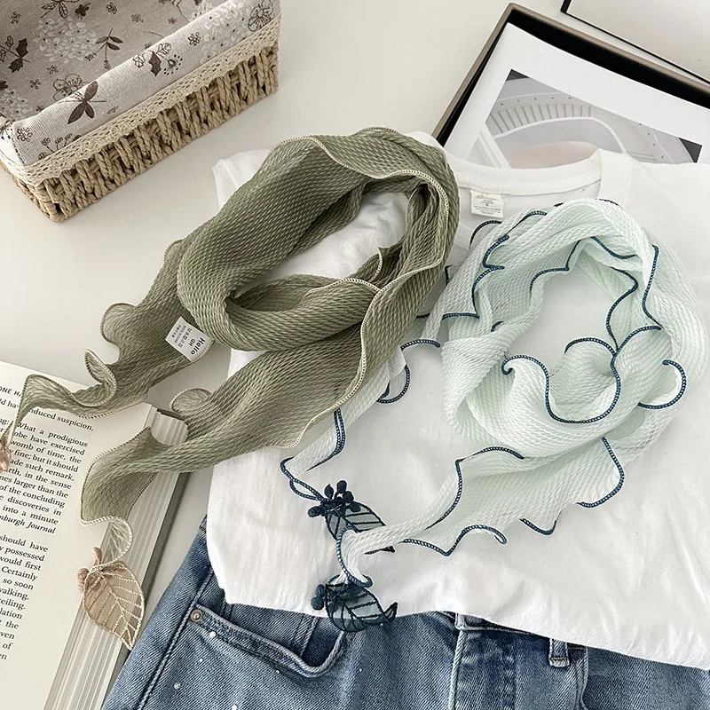 New Solid Color Thin Pleated Leaf Pendant Korean Crushed Silk Scarf Women'sSmall Scarf with Rhombus
New Solid Color Thin Pleated Leaf Pendant Korean Crushed Silk Scarf Women'sSmall Scarf with Rhombus