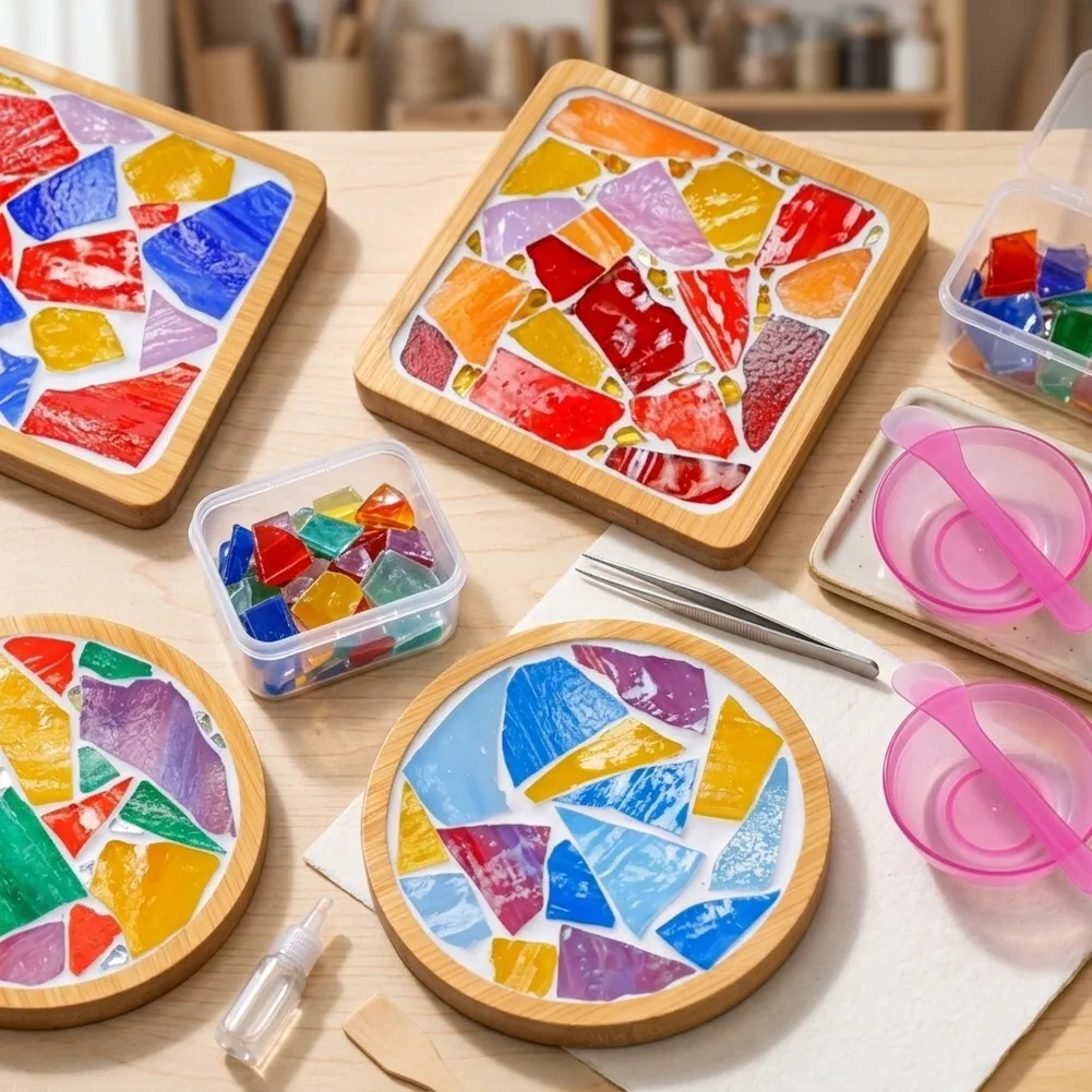 DIY Mosaic Coaster Kit - 4 Sets Of Colorful Wooden & Glass Crafts For Home DIY Mosaic Kits For Adults Wooden Coasters
DIY Mosaic Coaster Kit - 4 Sets Of Colorful Wooden & Glass Crafts For Home DIY Mosaic Kits For Adults Wooden Coasters