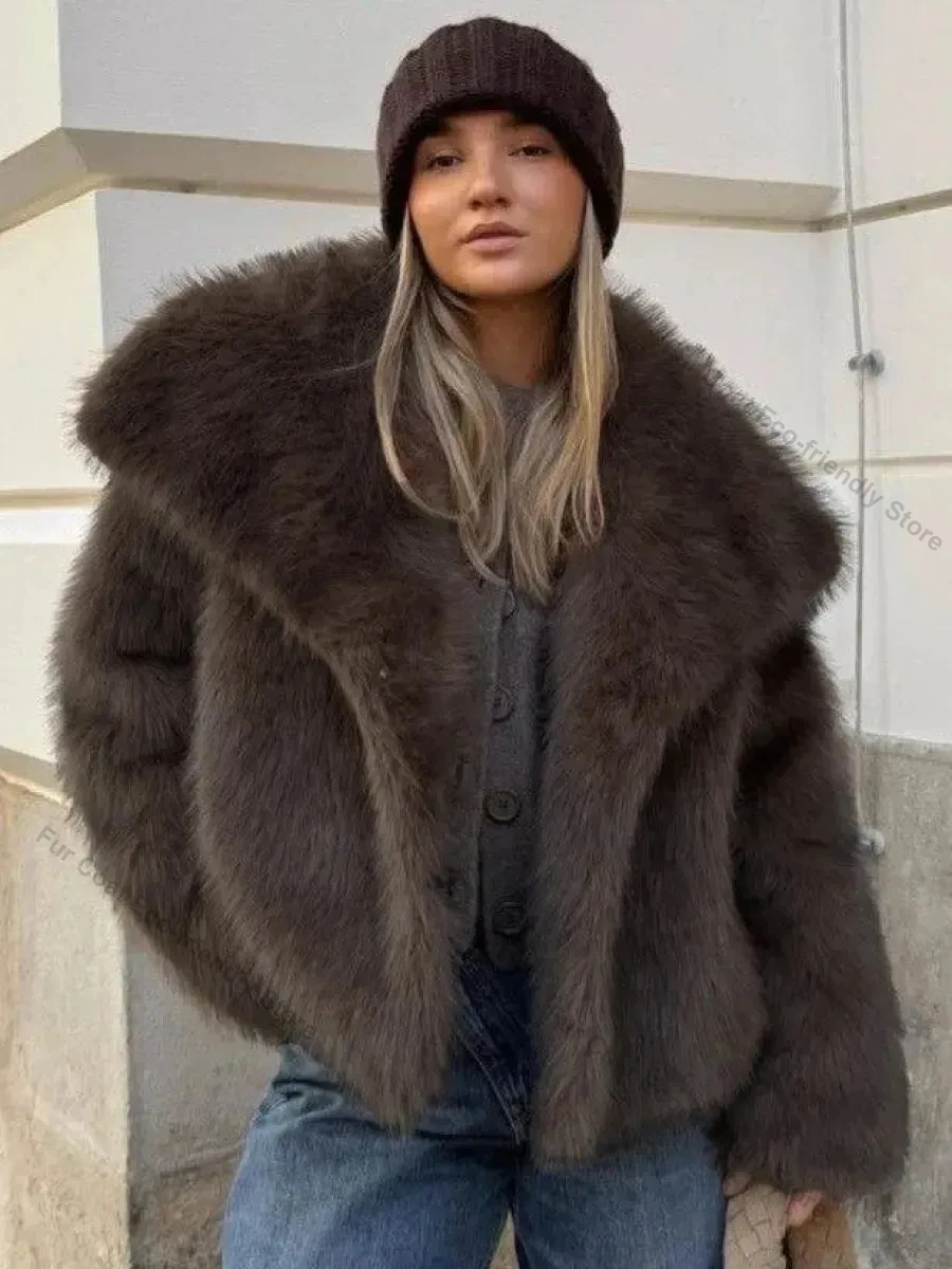 Fur Coat Eco-friendly Oversize Turn Down Collar Fluffy Artificial Fur Overcoat High Street Vintage Faux Fur Jacket Coats Women
Fur Coat Eco-friendly Oversize Turn Down Collar Fluffy Artificial Fur Overcoat High Street Vintage Faux Fur Jacket Coats Women