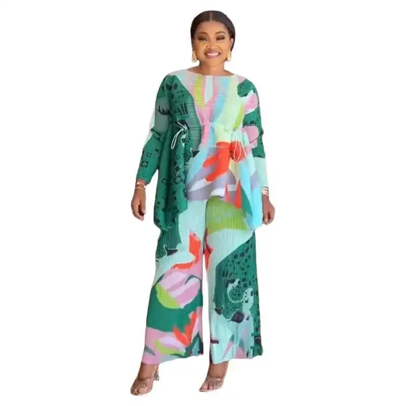 Miyake Pleated Plus Size Set New Fashionable High-end Loose Print High Waist Wide Leg Pants Women's Two-piece Set
Miyake Pleated Plus Size Set New Fashionable High-end Loose Print High Waist Wide Leg Pants Women's Two-piece Set