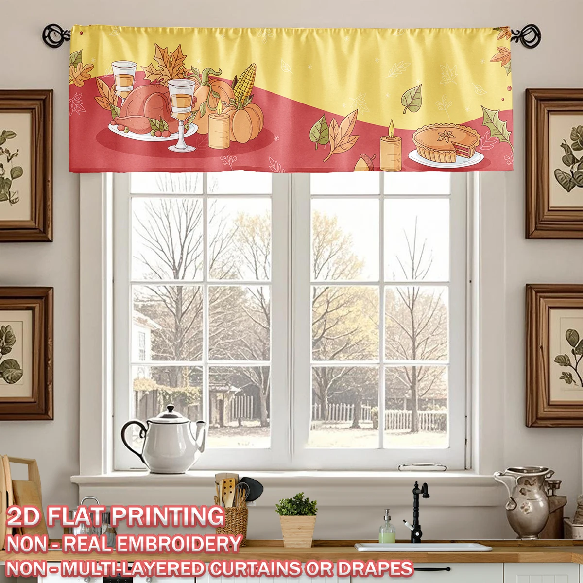 Thanksgiving Flat Printing Kitchen Window Valance With Thanksgiving Turkey Feast Pumpkin Pie For Home Party Door Window Decor
Thanksgiving Flat Printing Kitchen Window Valance With Thanksgiving Turkey Feast Pumpkin Pie For Home Party Door Window Decor