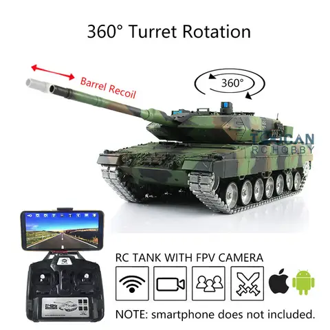 1/16 Heng Long RC Tank TK7.0 Leopard2A6 RTR Radio Control Tanks 3889 Model FPV Metal Tracks Barrel Recoil Toys for Adult TH17595
