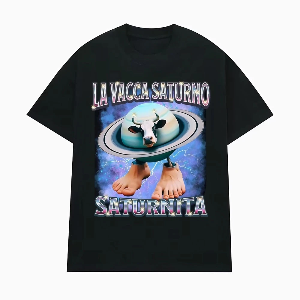 La Vacca Saturno Saturnita Забавные футболки с изображением коровы и мема для мужчин и женщин Harajuku Хип-хопHumor Футболка Летние топы Европейского размера Свободная футболка
La Vacca Saturno Saturnita Забавные футболки с изображением коровы и мема для мужчин и женщин Harajuku Хип-хопHumor Футболка Летние топы Европейского размера Свободная футболка