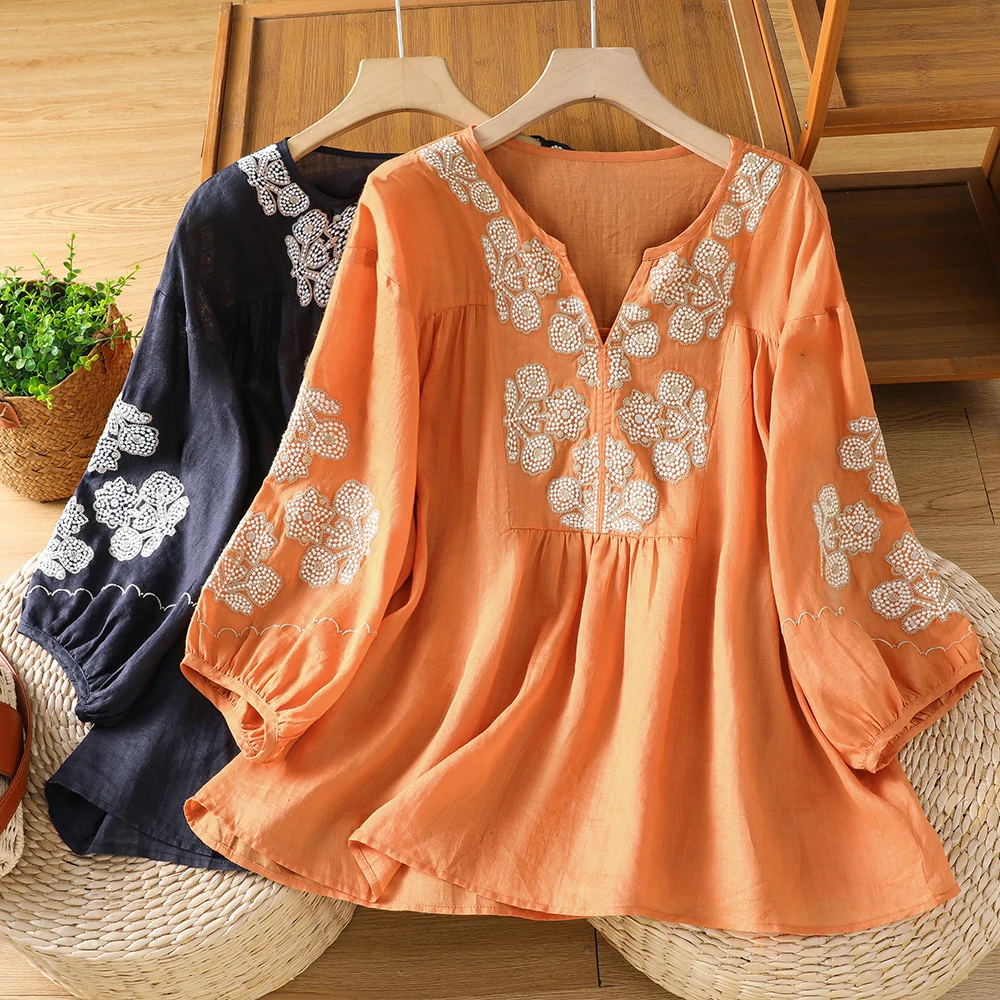 High-End Women's Retro Embroidered V-Neck Base Shirt Summer New Style Loose Fit T-Shirt Top Comfortable Breathable Cool Sensa...
High-End Women's Retro Embroidered V-Neck Base Shirt Summer New Style Loose Fit T-Shirt Top Comfortable Breathable Cool Sensa...