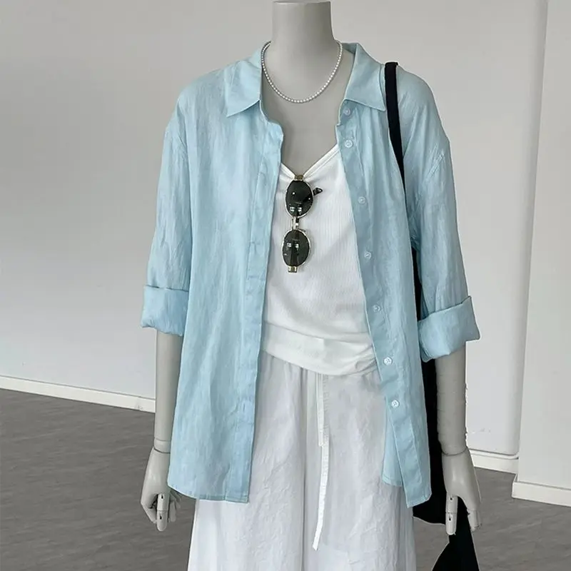 Loose Fit Linen Shirt Men's Summer Large Size 300 Pounds Blue Sun Protection Casual Style Long Sleeve Button up Top
Loose Fit Linen Shirt Men's Summer Large Size 300 Pounds Blue Sun Protection Casual Style Long Sleeve Button up Top