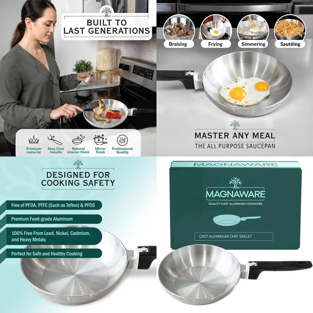 Even Heat Cast Aluminum Skillet - Lightweight, No Seasoning, Oven-Safe, Vintage Style (11 Inch)
Even Heat Cast Aluminum Skillet - Lightweight, No Seasoning, Oven-Safe, Vintage Style (11 Inch)