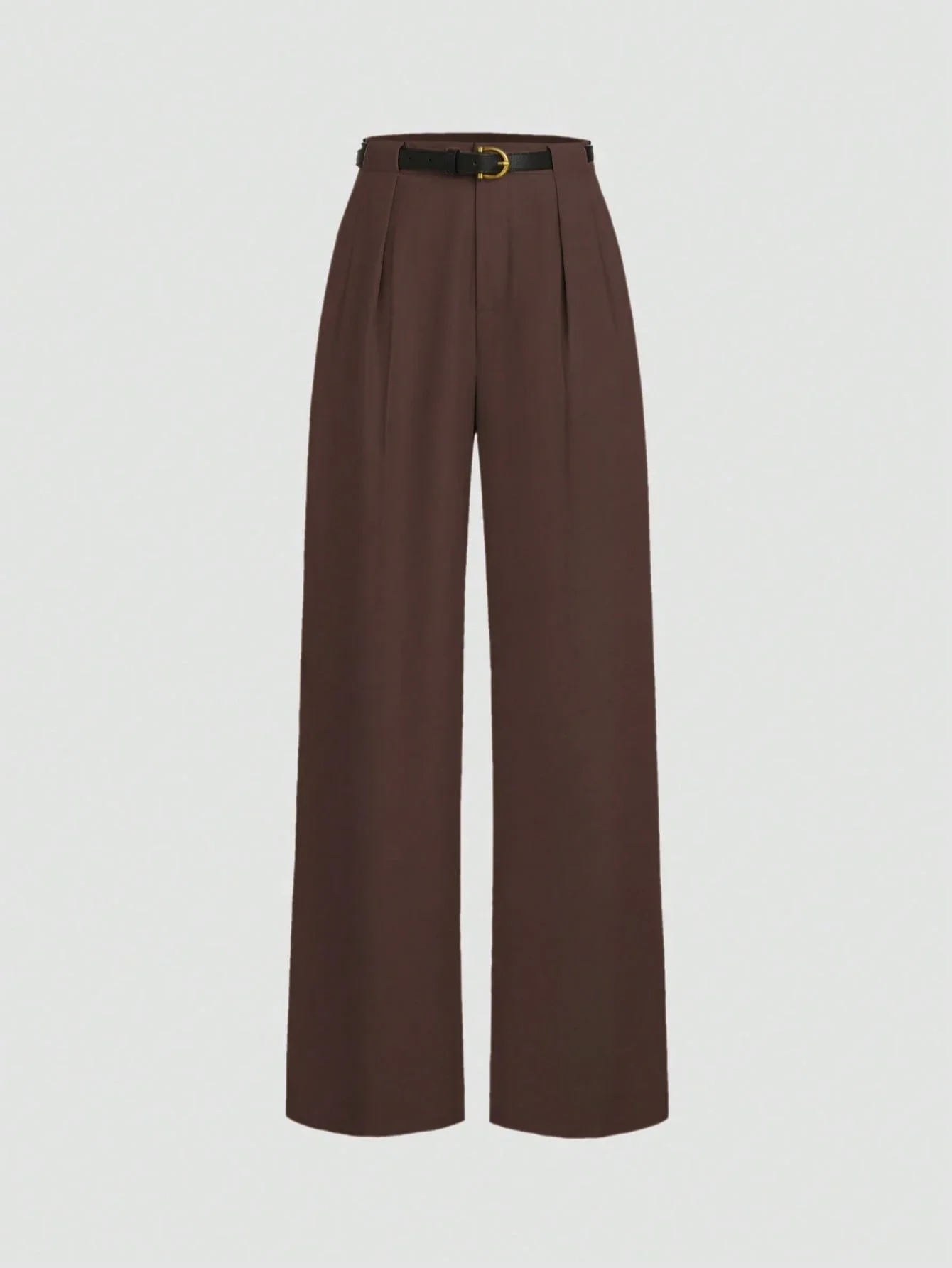 Mid-Waist Solid Color Elegant Straight Leg Pants With Belt
Mid-Waist Solid Color Elegant Straight Leg Pants With Belt