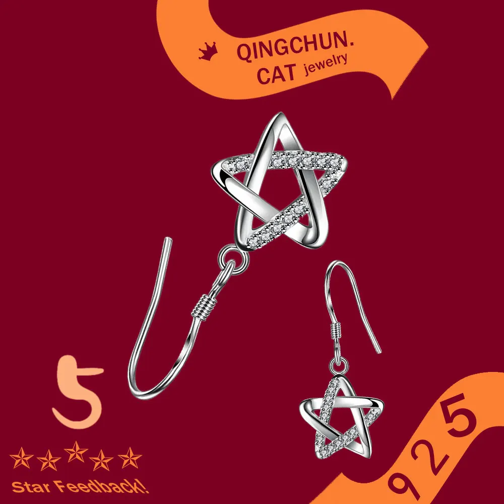 925 Sterling Silver Earring Zircon hollow five-pointed star personality temperament earrings New 2026
925 Sterling Silver Earring Zircon hollow five-pointed star personality temperament earrings New 2026