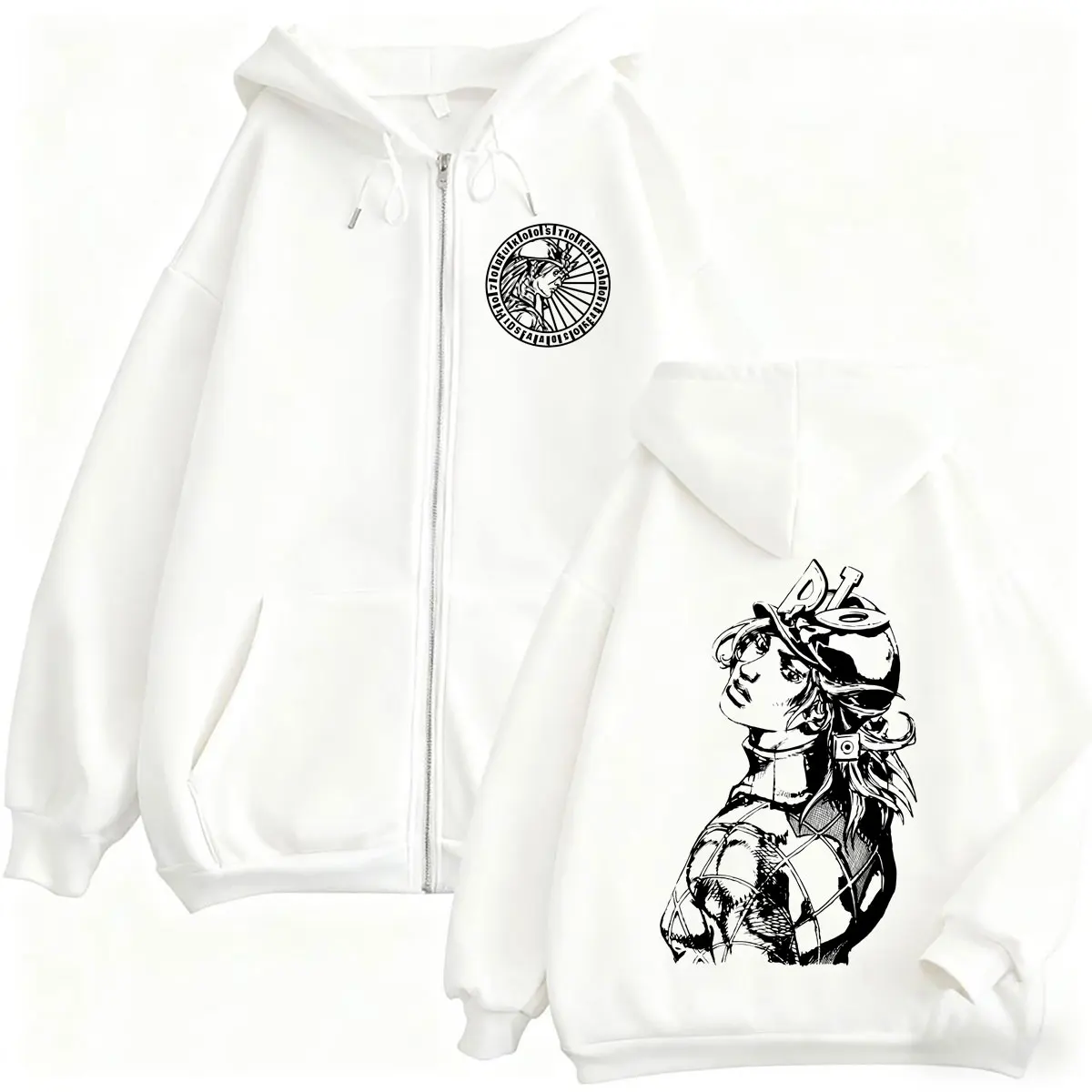 Anime Jojo Bizarre Adventure Steel Ball Run Zipper Hoodie Retro Manga Diego Brando Zip Up Jacket Men Vintage Oversized Hoodies
Anime Jojo Bizarre Adventure Steel Ball Run Zipper Hoodie Retro Manga Diego Brando Zip Up Jacket Men Vintage Oversized Hoodies