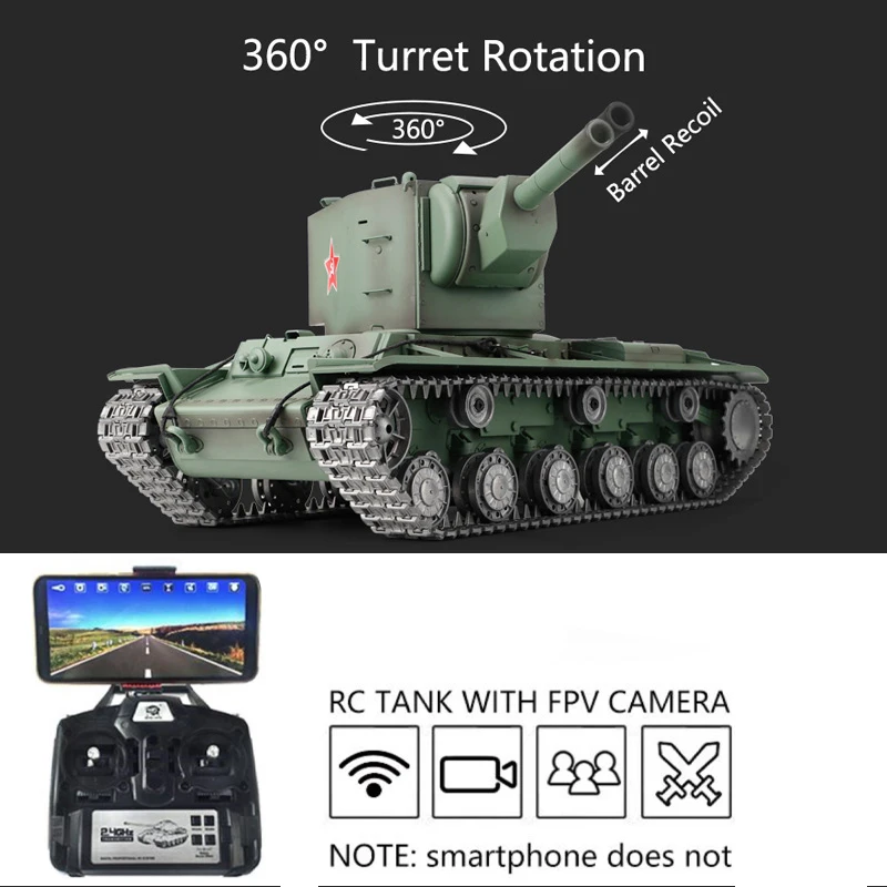 1/16 HENG LONG RC Tank 3949 7.0 Customized Soviet KV-2 Gigant FPV RTR Metal Tracks Remote Control Car for Boys TH19754-SMT4
1/16 HENG LONG RC Tank 3949 7.0 Customized Soviet KV-2 Gigant FPV RTR Metal Tracks Remote Control Car for Boys TH19754-SMT4