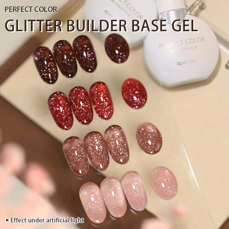 PERFECT COLOR Rubber Base Gel Polish 4 Colors 12ml Glitter Gel Nail Polish, Christmas Nails Nude Red nails Shimmer
PERFECT COLOR Rubber Base Gel Polish 4 Colors 12ml Glitter Gel Nail Polish, Christmas Nails Nude Red nails Shimmer