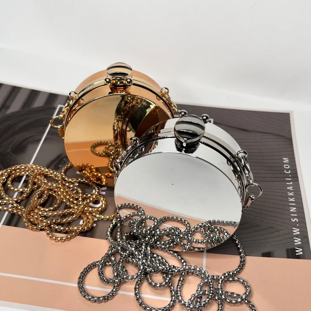 Portable Korean Style Round Crossbody Bags Elegant Gold/Silver Evening Clutch Bag Luxury Shinny Women Purse Girls
Portable Korean Style Round Crossbody Bags Elegant Gold/Silver Evening Clutch Bag Luxury Shinny Women Purse Girls