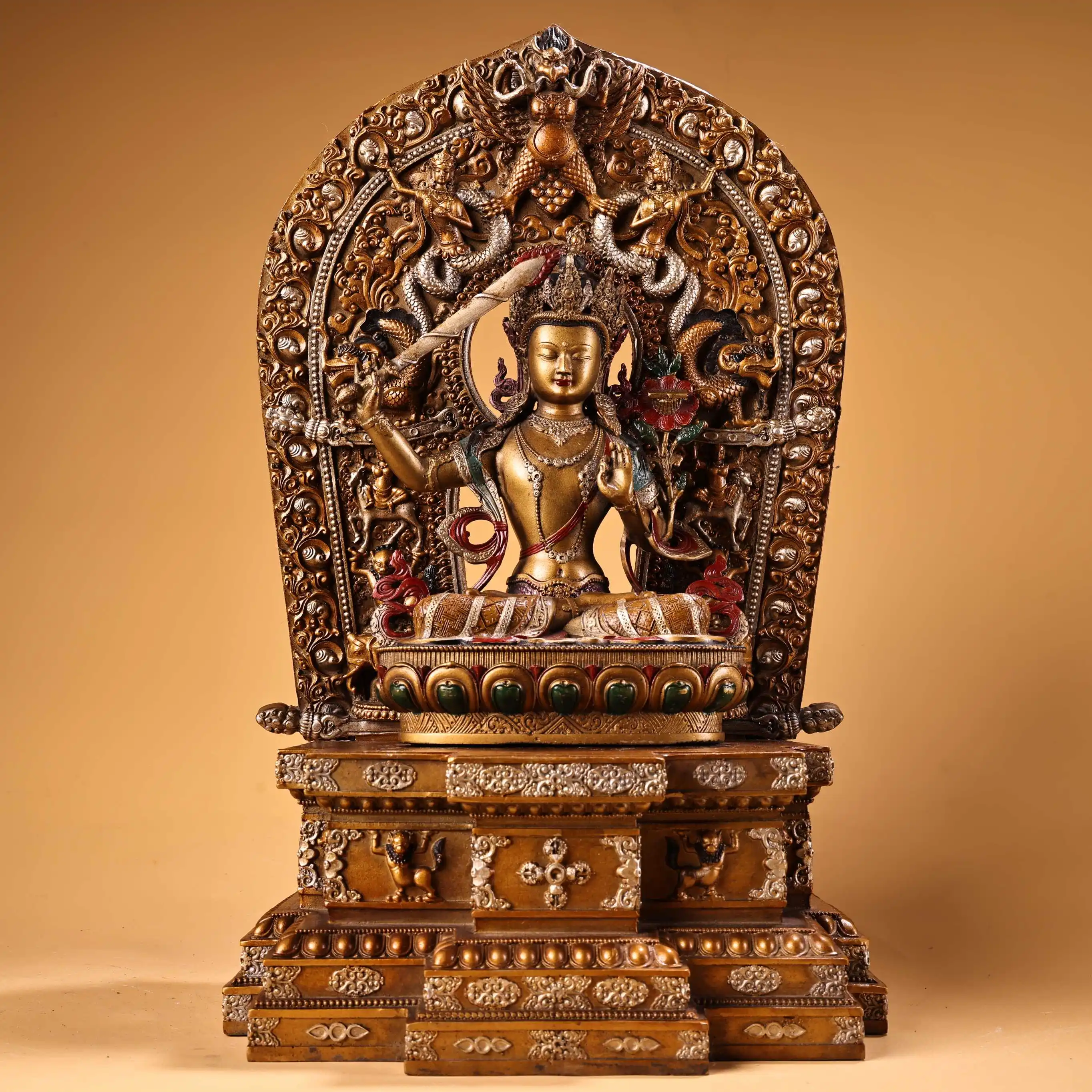 16"Xizang Folk Collection Old Bronze Painted High Relief Bodhisattva Manjusri Buddha Platform Buddhist Niche Worship Hall
16"Xizang Folk Collection Old Bronze Painted High Relief Bodhisattva Manjusri Buddha Platform Buddhist Niche Worship Hall