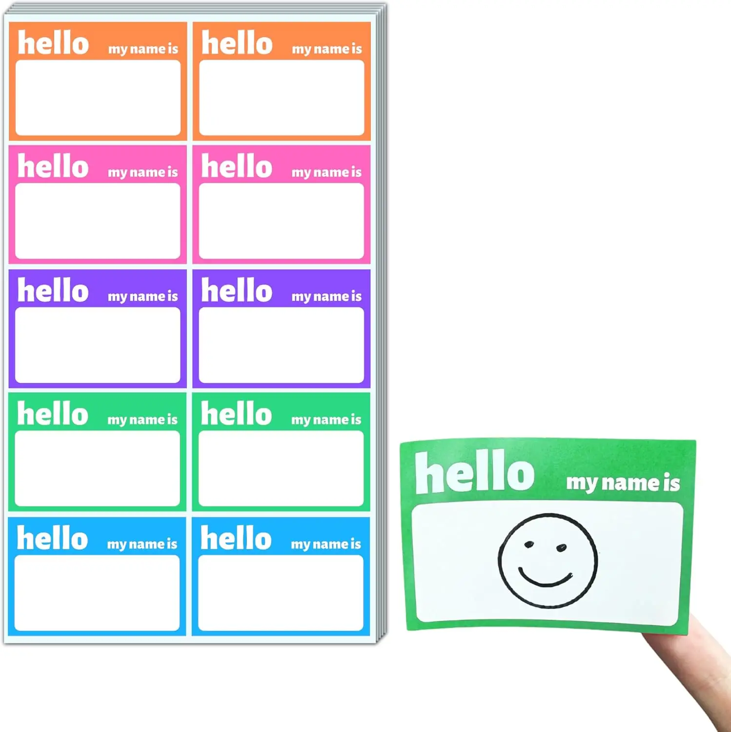500 Pastel Name Tag Stickers - 5 Colors, 3x2 inch, Self-Adhesive
500 Pastel Name Tag Stickers - 5 Colors, 3x2 inch, Self-Adhesive