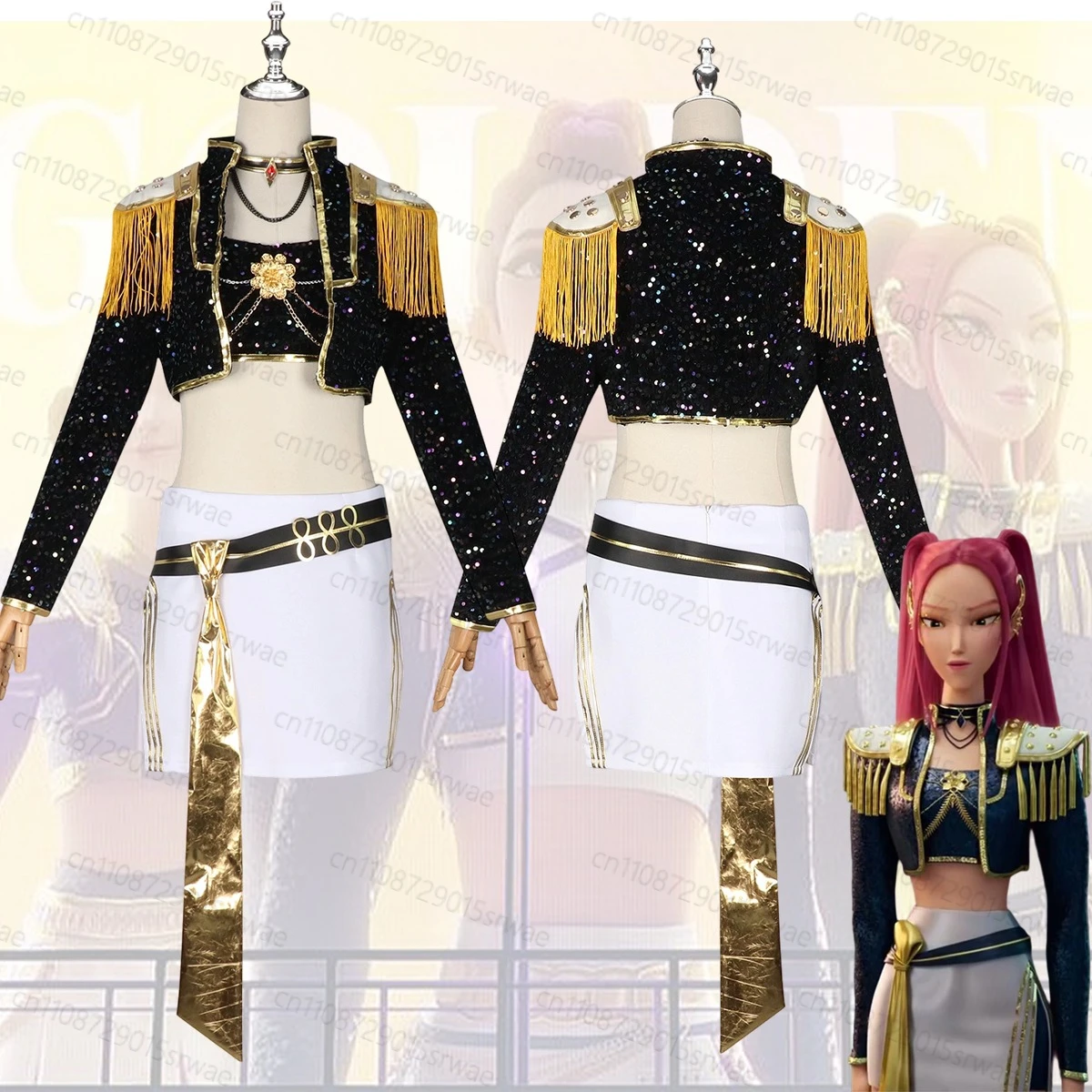 Adults Kpop Demon Hunters Mira Cosplay Costume Black Golden set Girl idol role-playing costume Gothic Uniform Stage Clothing
Adults Kpop Demon Hunters Mira Cosplay Costume Black Golden set Girl idol role-playing costume Gothic Uniform Stage Clothing