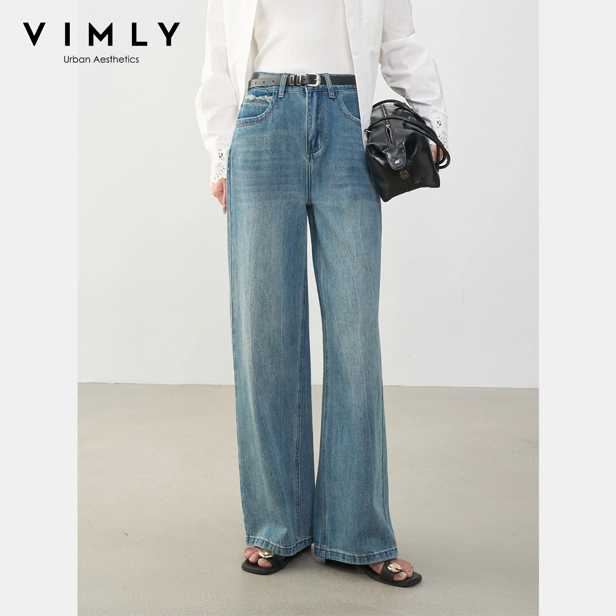 VIMLY Blue Denim Woman Pants Autumn Vintage 2025 Straight Wide Leg Pocket Female Jeans Casual Button Loose Trousers Ladies 75052
VIMLY Blue Denim Woman Pants Autumn Vintage 2025 Straight Wide Leg Pocket Female Jeans Casual Button Loose Trousers Ladies 75052
