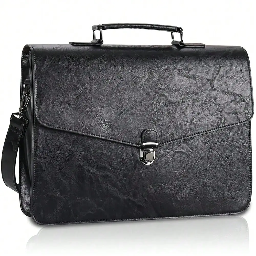 Mens Leather Briefcase 17.3 Inch Laptop Messenger Bag, Water-Resistant Computer Messenger Shoulder Bag For Work/Office/College, Black
Mens Leather Briefcase 17.3 Inch Laptop Messenger Bag, Water-Resistant Computer Messenger Shoulder Bag For Work/Office/College, Black
