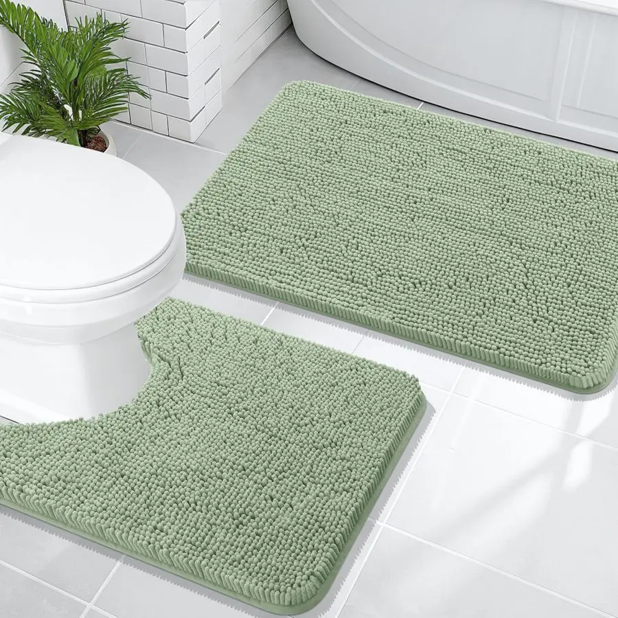 Bathroom Rugs Sets 2 Piece, Soft Absorbent Chenille Bath Mats and UShaped Contour Toilet Mat Area Rug Set, Machine Washable Bath
Bathroom Rugs Sets 2 Piece, Soft Absorbent Chenille Bath Mats and UShaped Contour Toilet Mat Area Rug Set, Machine Washable Bath