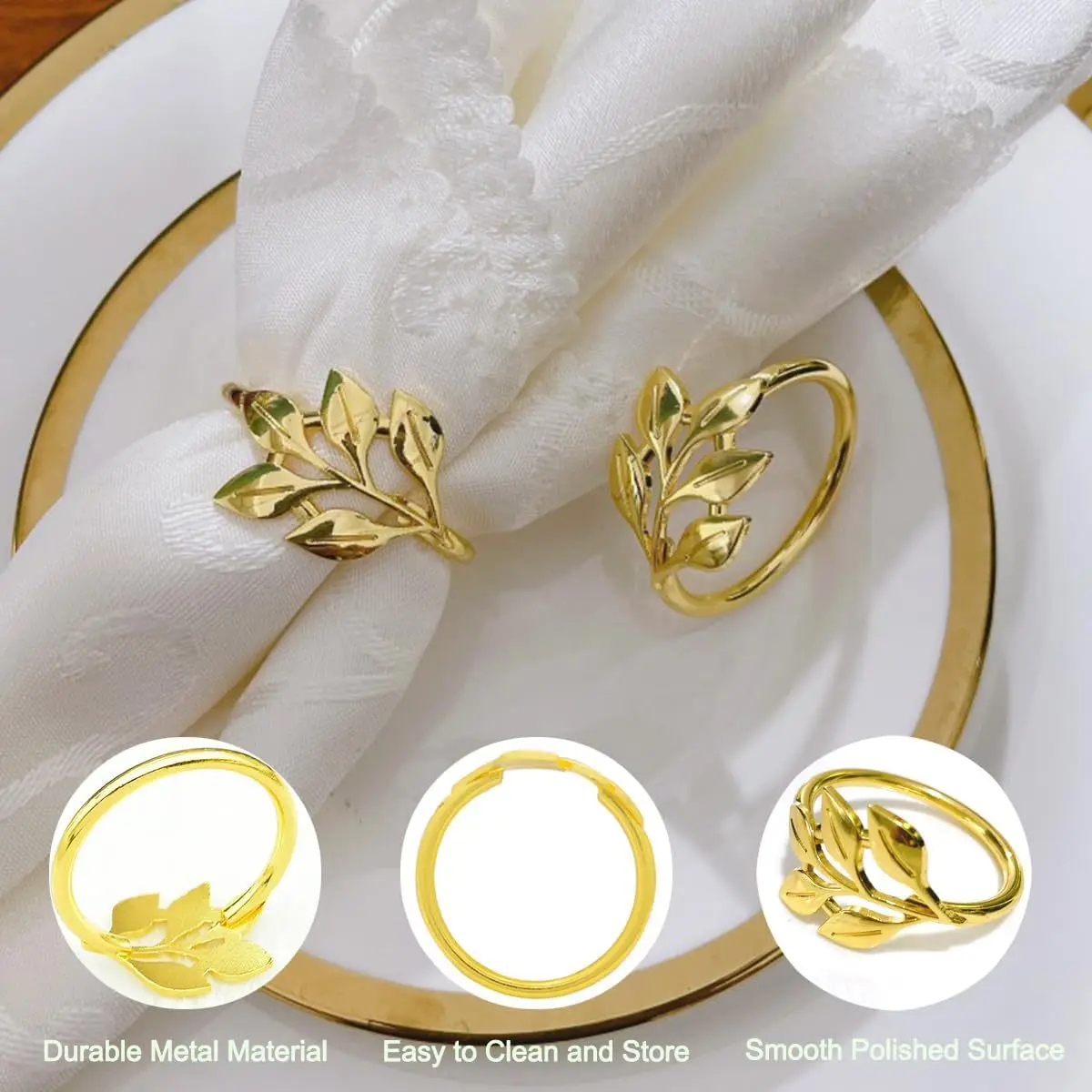 1/6pcs New Style Leaf Napkin Ring Kitchen Decorative Metal Napkin Clasp Reusable Table Decoration Napkin Holder Party Tool
1/6pcs New Style Leaf Napkin Ring Kitchen Decorative Metal Napkin Clasp Reusable Table Decoration Napkin Holder Party Tool