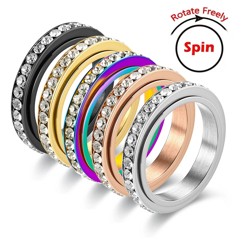 4mm New Stainless Steel Rotatable Wedding Ring Fashion Charm CZ Crystal Anniversary Rings For Women Girls Jewelry Wholesale
4mm New Stainless Steel Rotatable Wedding Ring Fashion Charm CZ Crystal Anniversary Rings For Women Girls Jewelry Wholesale