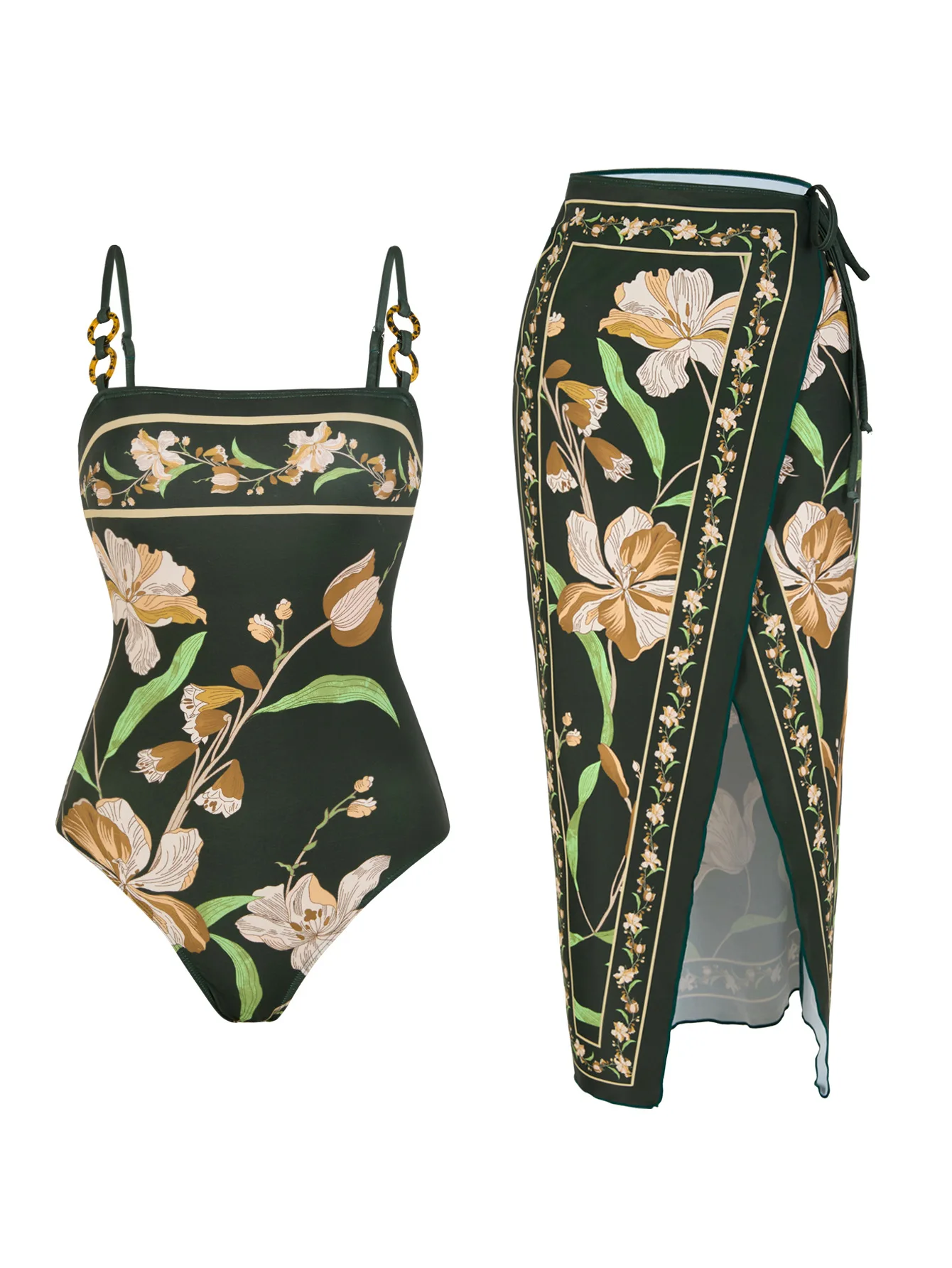 Vintage One-piece Women Printed Black Floral Swimwears Swimsuit Set Beach Dress Vacation Style Wear Maxi Skirt Sundress
Vintage One-piece Women Printed Black Floral Swimwears Swimsuit Set Beach Dress Vacation Style Wear Maxi Skirt Sundress