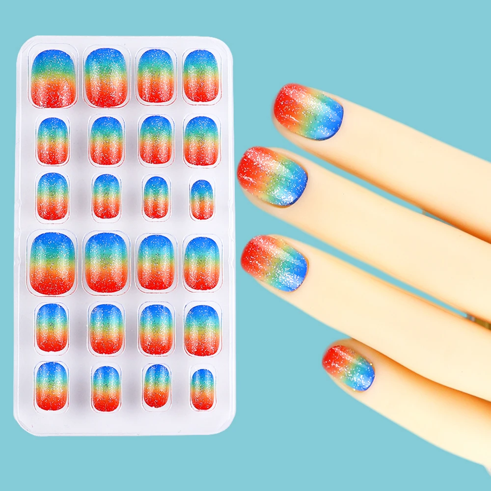 24 Pcs Rainbow Kids Press on Nails Pre-glue Children Gradient Glitter False Nail Art Tips Short Full Cover Fake Nails for Girl
24 Pcs Rainbow Kids Press on Nails Pre-glue Children Gradient Glitter False Nail Art Tips Short Full Cover Fake Nails for Girl