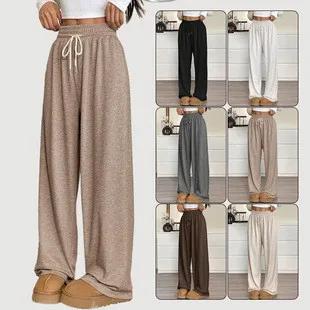 Women's Wide Leg Pants Casual Loose Fit Trousers Heather Gray Solid Color Wide Leg Pants Black Drawstring Waist Women Pants
Women's Wide Leg Pants Casual Loose Fit Trousers Heather Gray Solid Color Wide Leg Pants Black Drawstring Waist Women Pants
