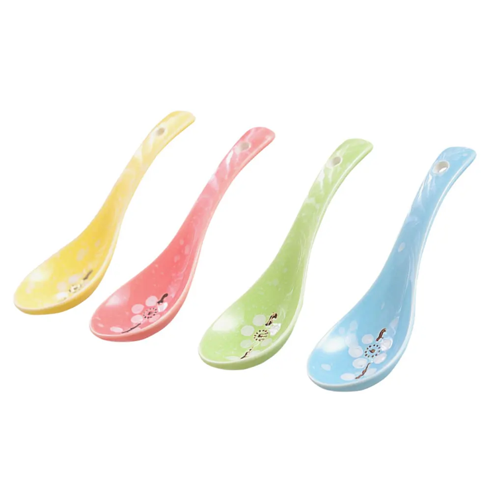 4Pcs Ceramic Retro Soup Spoons Plum Blossom Design Rice Porridge Spoons Lightweight Kitchen Scoop Kitchen Spoon 
4Pcs Ceramic Retro Soup Spoons Plum Blossom Design Rice Porridge Spoons Lightweight Kitchen Scoop Kitchen Spoon