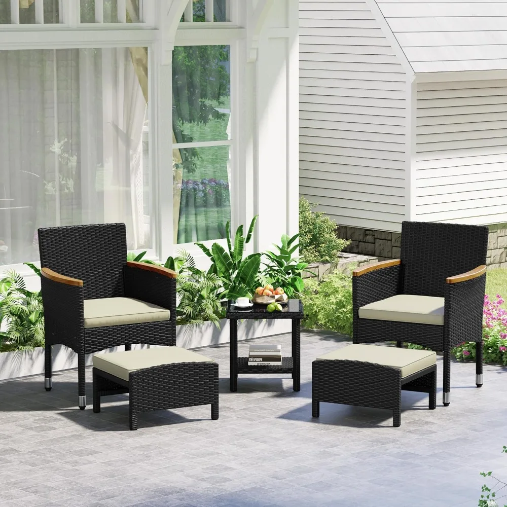 5 Piece Patio Conversation Set, Outdoor Wicker Bistro Furniture, PE Wicker Outdoor Rattan Chairs Set with Coffee Table
5 Piece Patio Conversation Set, Outdoor Wicker Bistro Furniture, PE Wicker Outdoor Rattan Chairs Set with Coffee Table