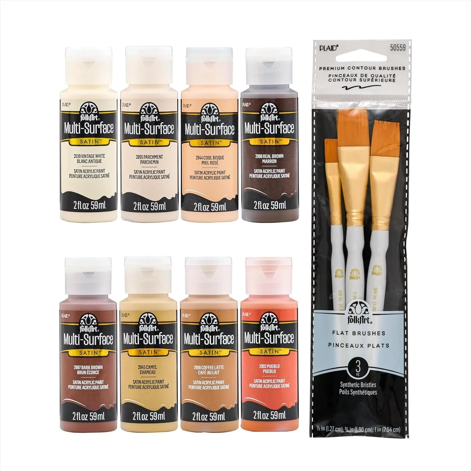 FolkArt Multi-Surface Skintone Acrylic Craft Paint Kit, 11 Piece Set with 8 Satin Colors and 3 Brushes
FolkArt Multi-Surface Skintone Acrylic Craft Paint Kit, 11 Piece Set with 8 Satin Colors and 3 Brushes