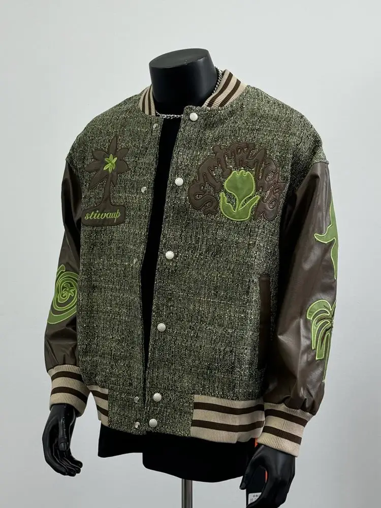 Trendy Youth Baseball Collar PU Leather Patchwork Sve Jaet Spring Autumn Embroidery Flight Jaet Loose Fit Regular Length
Trendy Youth Baseball Collar PU Leather Patchwork Sve Jaet Spring Autumn Embroidery Flight Jaet Loose Fit Regular Length