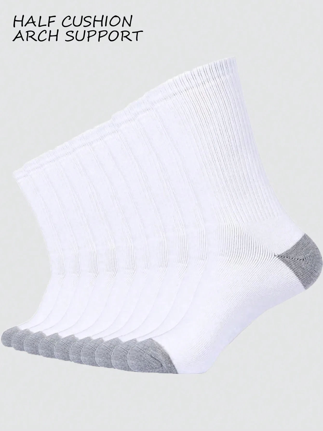 10/20/30/50 Pairs Optional Men's White & Gray Spring Summer Half Cushion Arch Support High Elastic Crew Socks Gym Daily
10/20/30/50 Pairs Optional Men's White & Gray Spring Summer Half Cushion Arch Support High Elastic Crew Socks Gym Daily